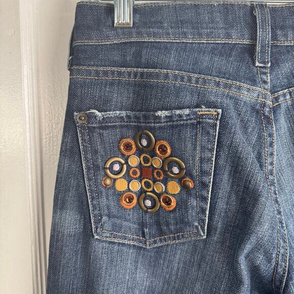 7 For All Mankind Medallion Pocket Bootcut Jeans Women’s Size 26 Embellished - Picture 6 of 12